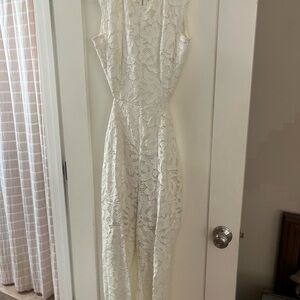 Sleeveless Lace Jumpsuit in Ivory